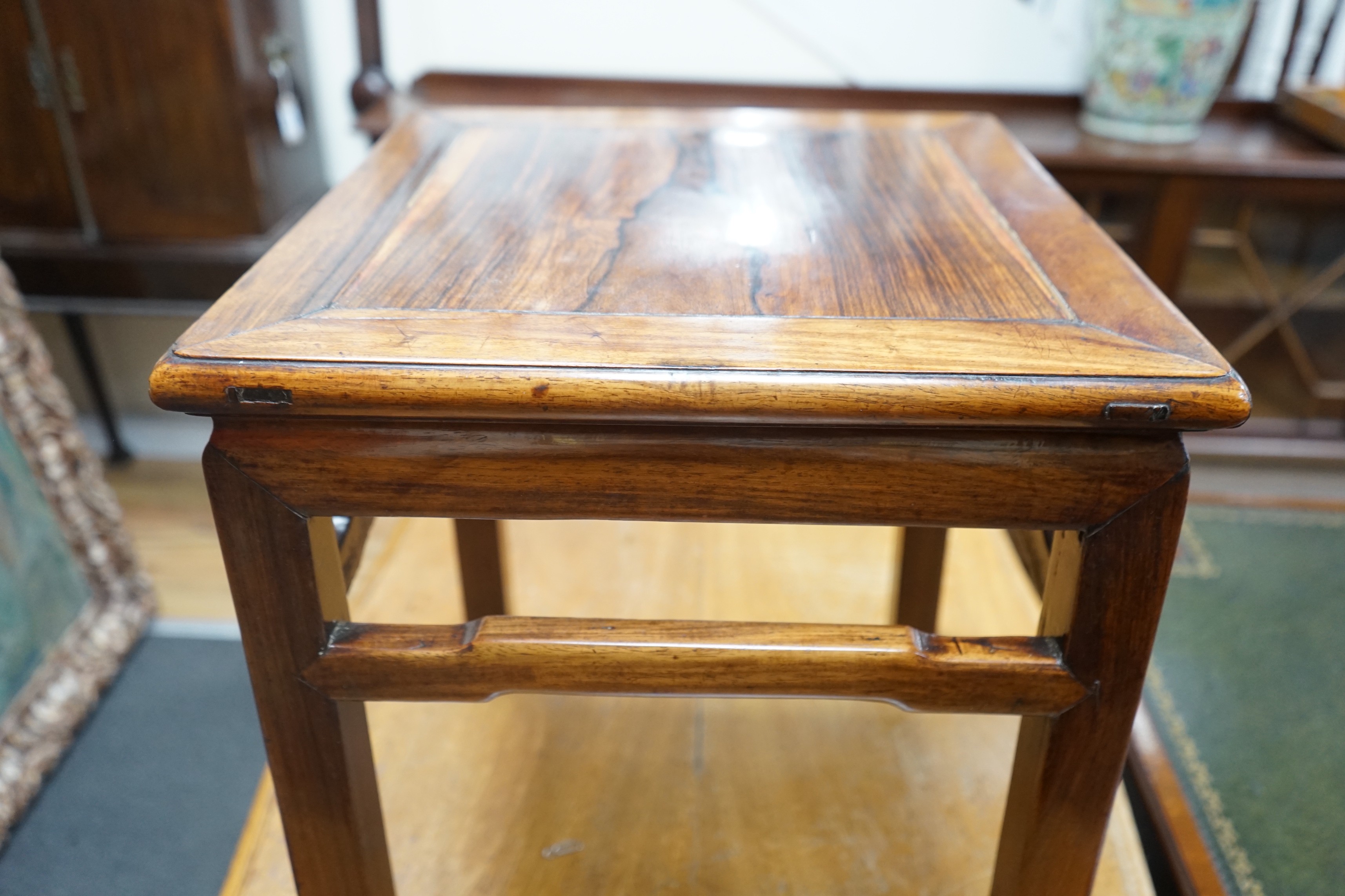 A Chinese huanghuali stool, 19th century, 41cm wide, 41cm deep, 44cm high